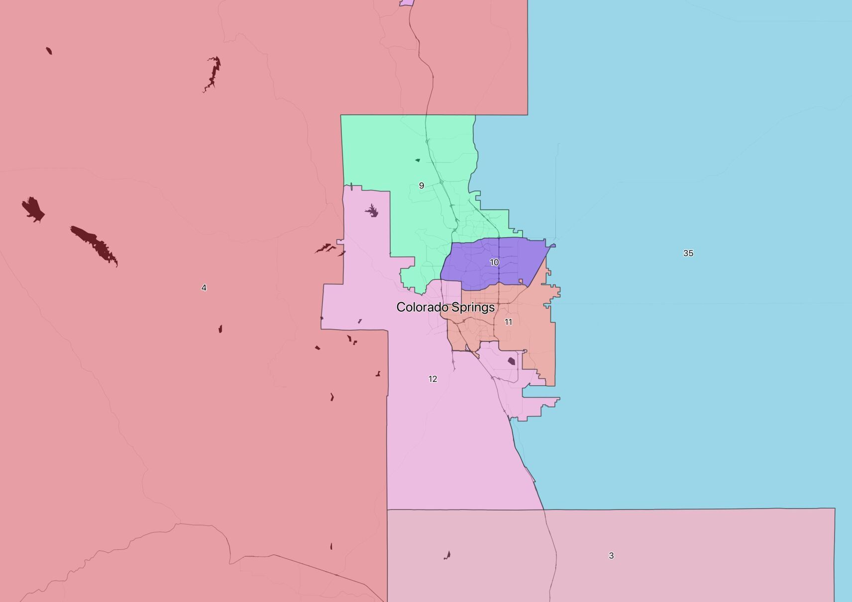 Final adopted state Senate district map - Colorado Springs